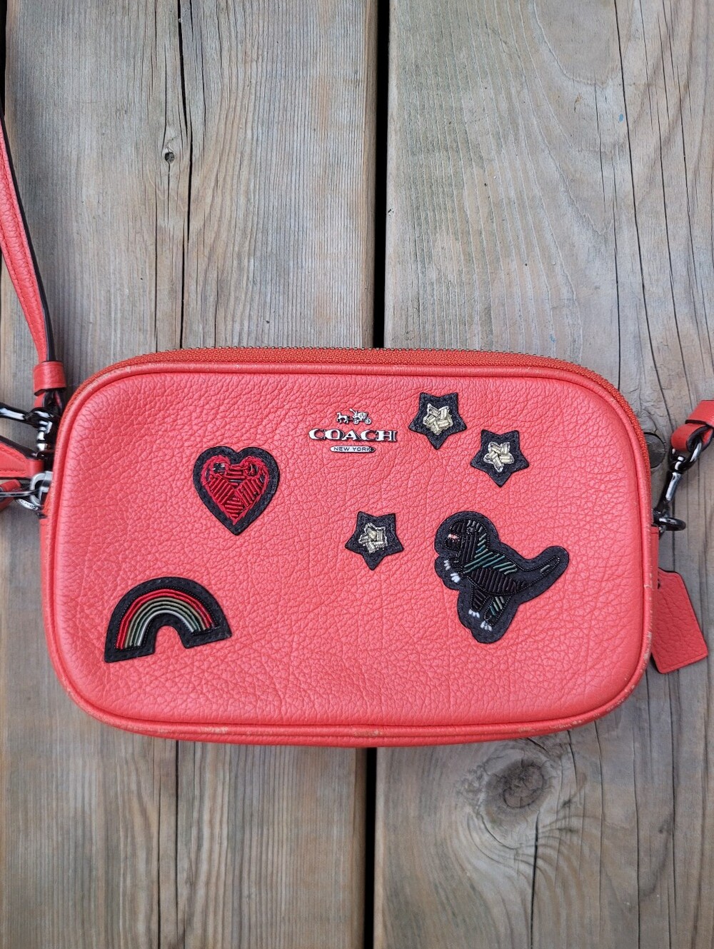Coach Red Leather Crossbody with Fun Patches